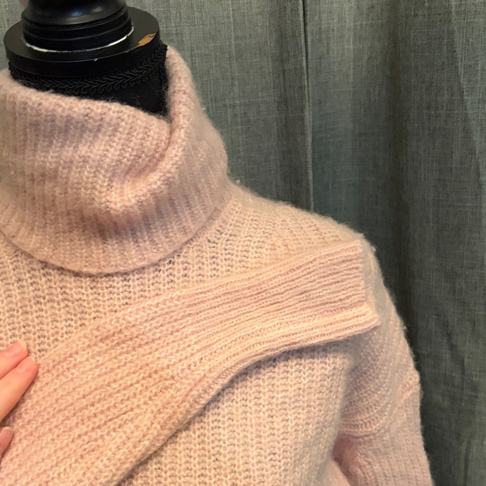 J. Crew Light Pink Turtleneck Ribbed Sweater - Picture 3 of 4